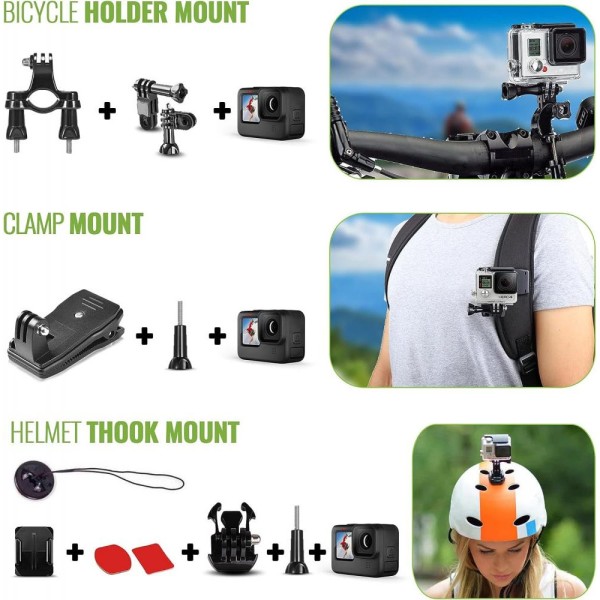 Набір аксесуарів DigiNerds 50 in 1 Action Camera Accessory Kit Compatible with GoPro Hero11/10/9/8/7/6/5, GoPro Max, GoPro Fusi