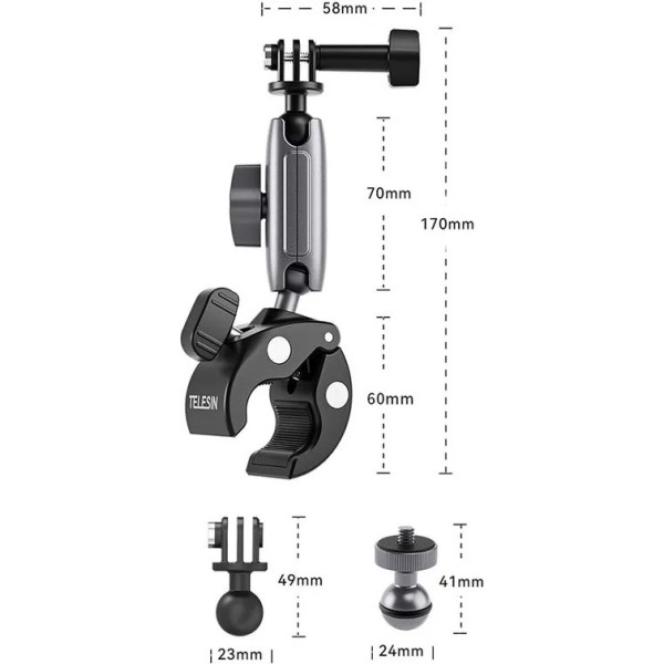 Кріплення Telesin Aluminum Alloy Universal Handlebar Mount (GP-HBM-001)