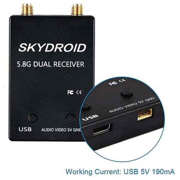 Приймач FPV радіо сигналу Skydroid 5.8G для Android Dual Black (1005005930052108DB)