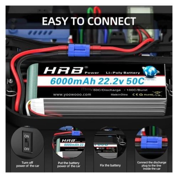 Акумулятор HRB POWER Lipo 6s 22.2V 6000mAh (HR-6000MAH-6S-50C-XT60)