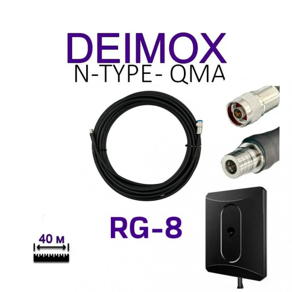 Кабель ALIENTECH Кабель для дрона RG8 для Deimox, QMA -N-type 2 шт (Deimox, QMA -N-type)
