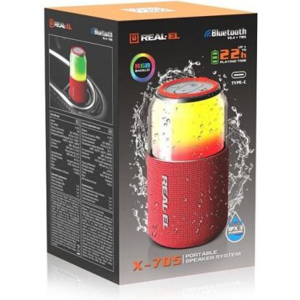 Портативная колонка REAL-EL X-705 Red (EL121600025)