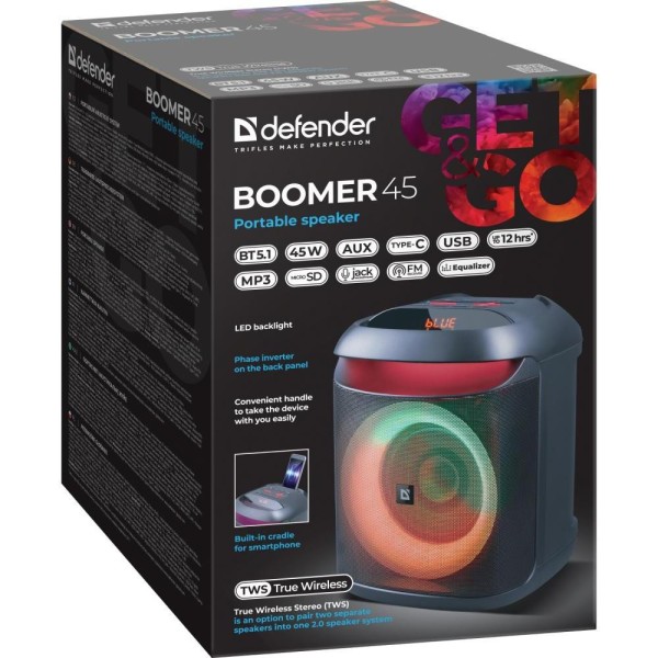 Портативна колонка Defender Boomer 45 Black (65245)