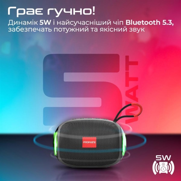Портативна колонка Promate Capsule-3 Black (capsule-3.black)