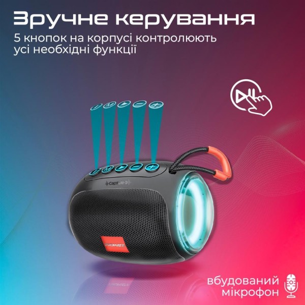 Портативна колонка Promate Capsule-3 Black (capsule-3.black)