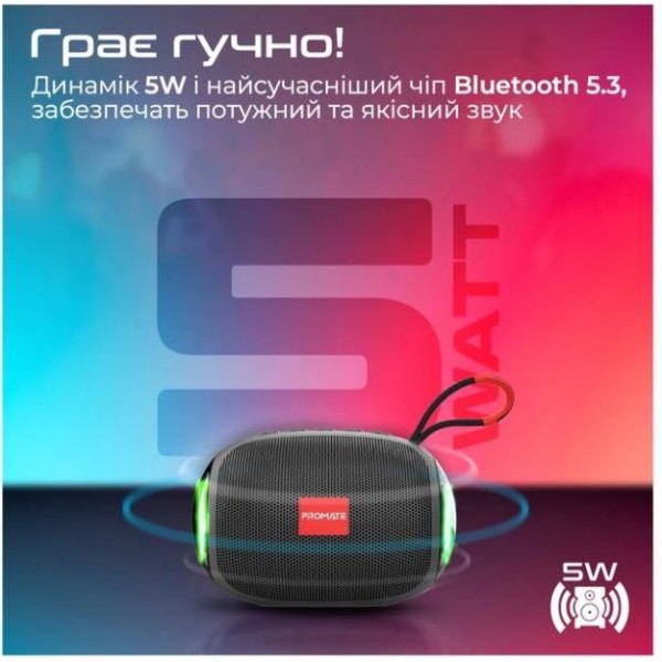 Портативна колонка Promate Capsule Black