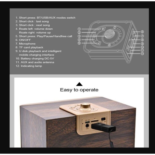 Портативна колонка Kisonli G2 Dark Wood