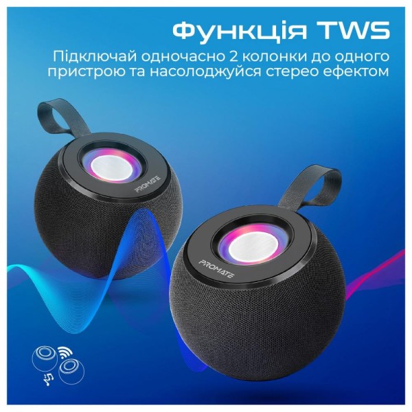 Портативна колонка Promate Juggler Black (juggler.black)