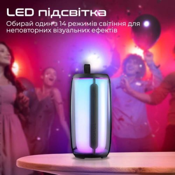 Портативна колонка Promate Lumitower 8W Black (lumitower.black)