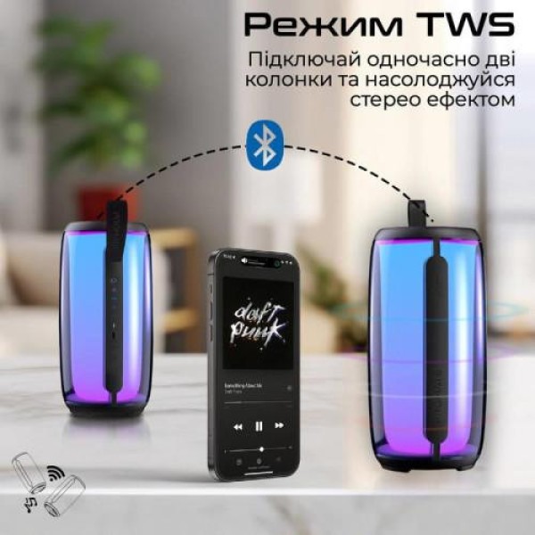 Портативна колонка Promate Lumitower 8W Black (lumitower.black)