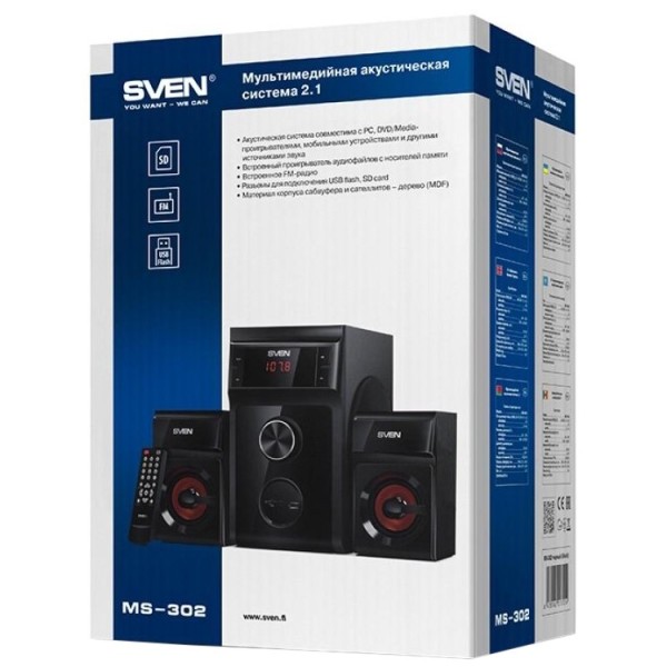 Мультимедійна акустика SVEN MS-302 Black (20100040)