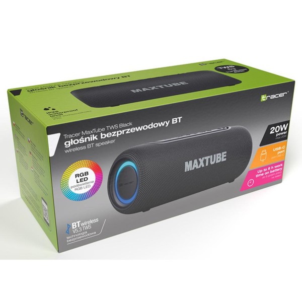 Портативна колонка Tracer MaxTube Black (TRAGLO47358)