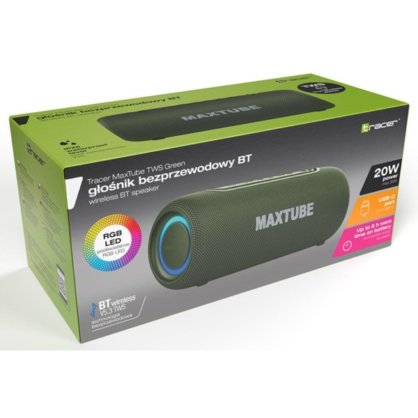 Портативна колонка Tracer MaxTube Green (TRAGLO47359)