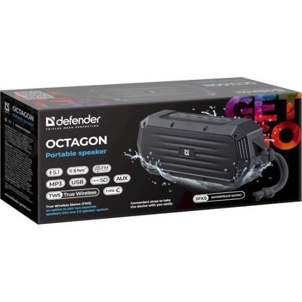 Портативна колонка Defender Octagon Black (65039)