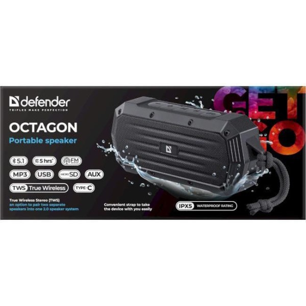 Портативна колонка Defender Octagon Black (65039)