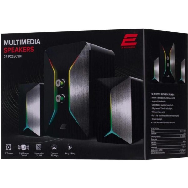 Колонки для комп'ютера 2E PCS301 RGB 2.1 USB Black (2E-PCS301BK)