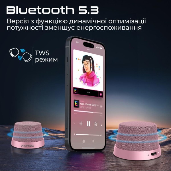 Портативна колонка Promate Punch 3W Pink (punch.pink)