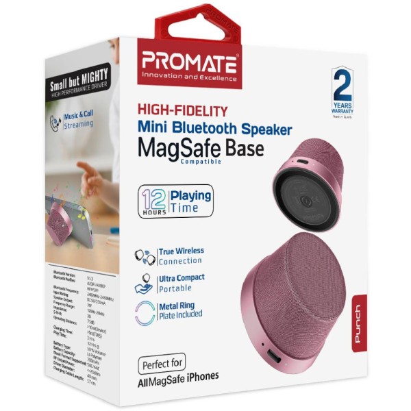 Портативна колонка Promate Punch 3W Pink (punch.pink)