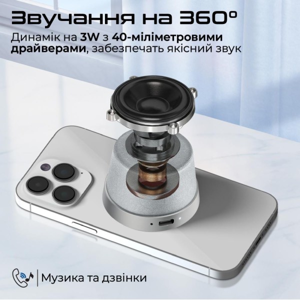 Портативна колонка Promate Punch 3W Silver (punch.silver)