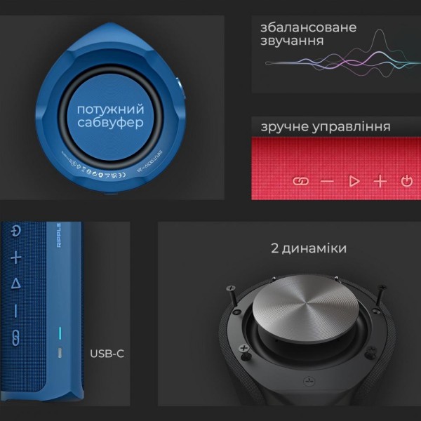 Портативна колонка HiFuture Ripple Red (ripple.red)
