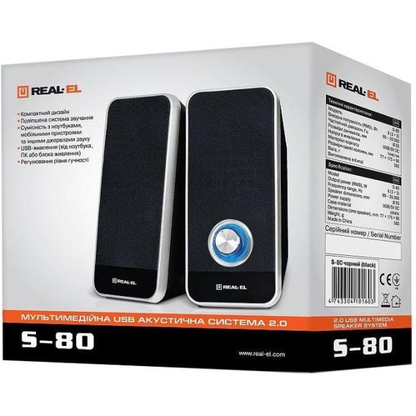 Мультимедійна акустика REAL-EL S-80 Black (EL121100005)