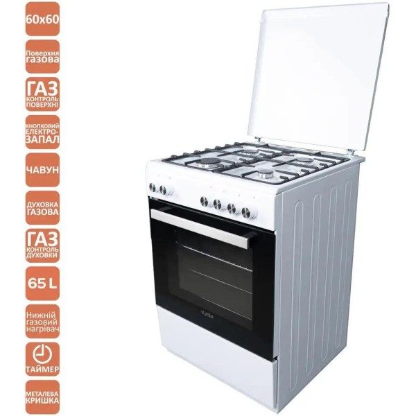 Газова плита Ventolux GG 6060 CS MT (WH)