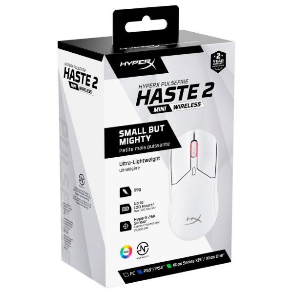 Миша HyperX Pulsefire Haste 2 Mini Wireless white (7D389AA)