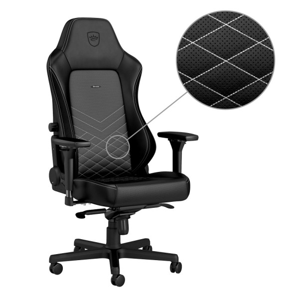 Комп'ютерне крісло для геймера Noblechairs Hero PU leather black/platinum white (NBL-HRO-PU-BPW)