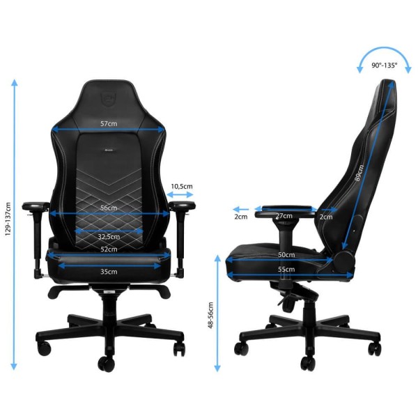 Комп'ютерне крісло для геймера Noblechairs Hero PU leather black/platinum white (NBL-HRO-PU-BPW)