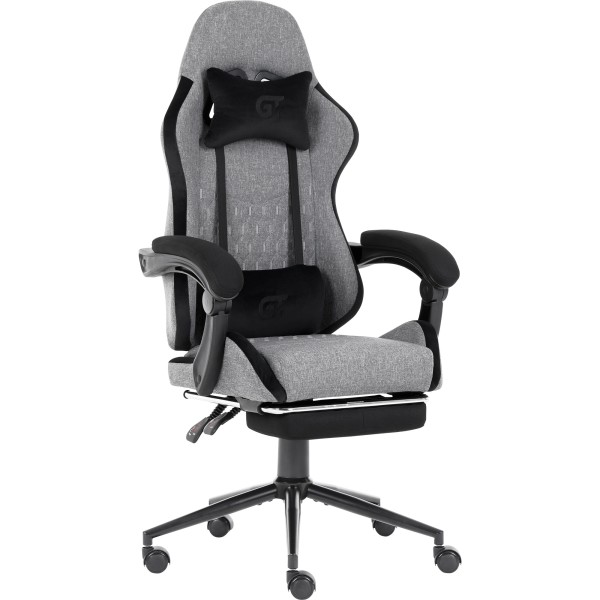 Комп'ютерне крісло для геймера GT Racer X-2324 Fabric Gray/Black Suede