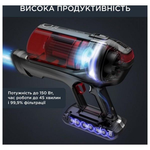 Вертикальний + ручний пилосос (2в1) Rowenta X-Force Flex 12.60 Animal Care Red RH98A9WO