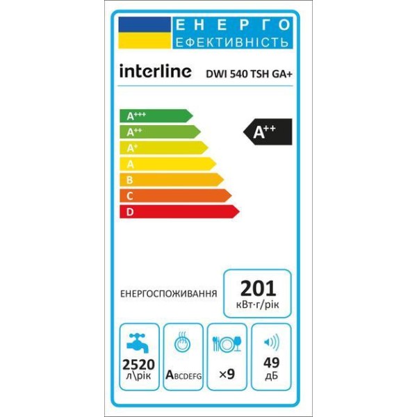 Посудомийна машина Interline DWI 540 TSH GA+