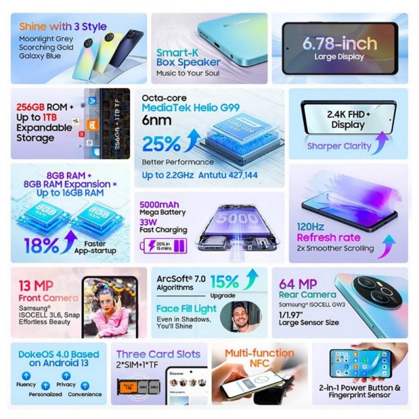 Смартфон Blackview Shark 8 8/256GB Galaxy Blue