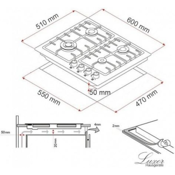 Газова варильна поверхня LUXOR Hausgerate EG 740 Beige Kup WH