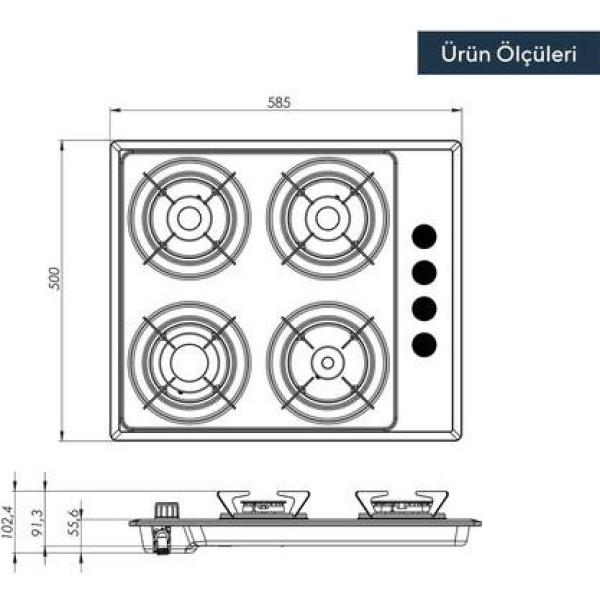 Газова варильна поверхня KUMTEL EKO M6-40BF BLACK