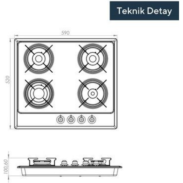 Газова варильна поверхня KUMTEL M6-40BF BLACK RUSTIK