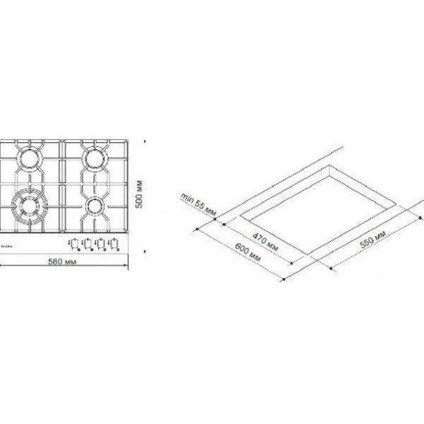 Варильна поверхня газова Pyramida PFE 643 WH/R