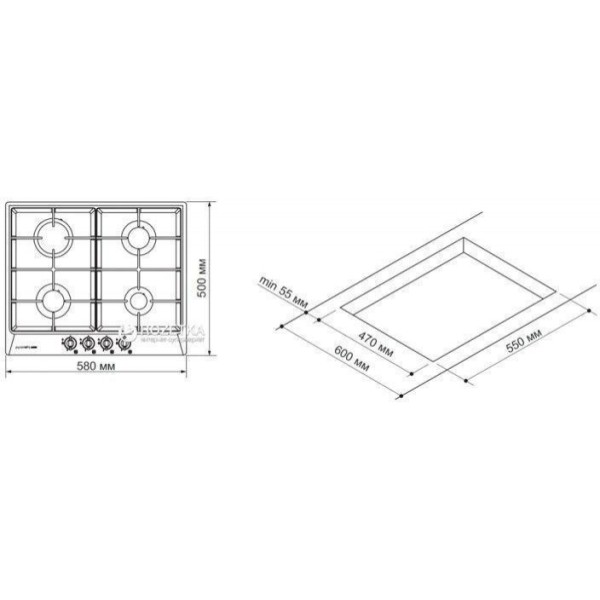 Газова варильна поверхня Pyramida PFE 644 Black RUSTICO