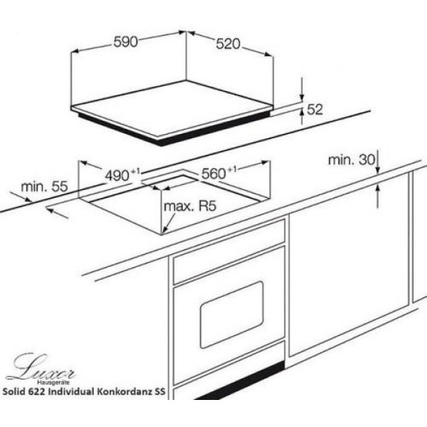 Варильна поверхня електрична LUXOR Hausgerate Solid 622 Individual Konkordanz Stop and Go 3D BG