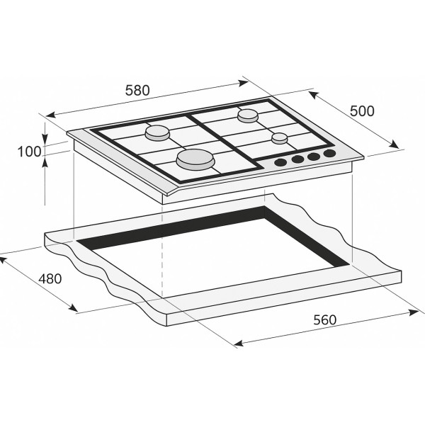 Газовая варочная поверхность Prime Technics PGH 50023 FIXC