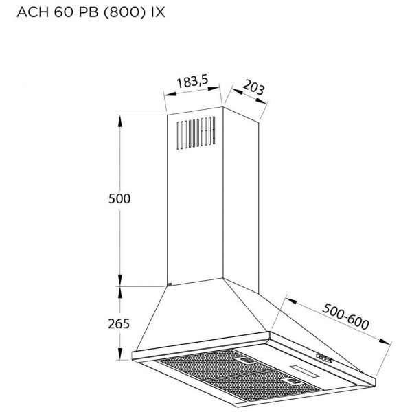 Витяжка купольна Pyramida ACH 60 PB (800) IX