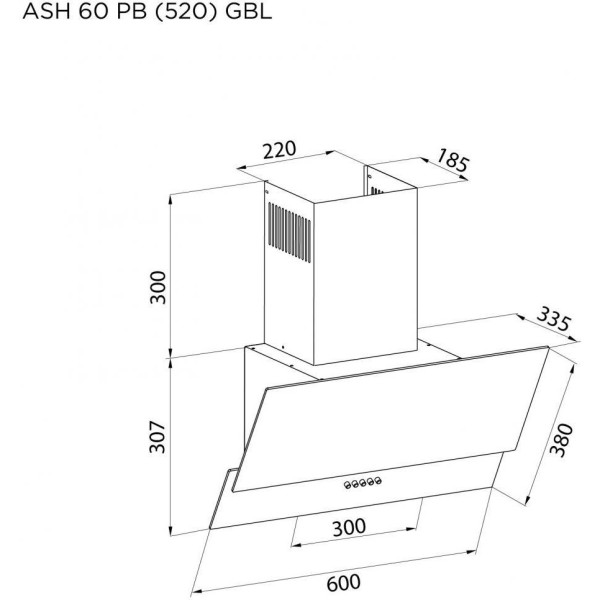 Витяжка похила Pyramida ASH 60 PB (520) GBL