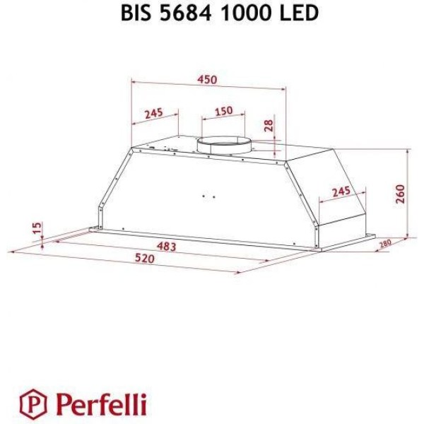 Витяжка вбудована Perfelli BIS 5684 WH 1000 LED