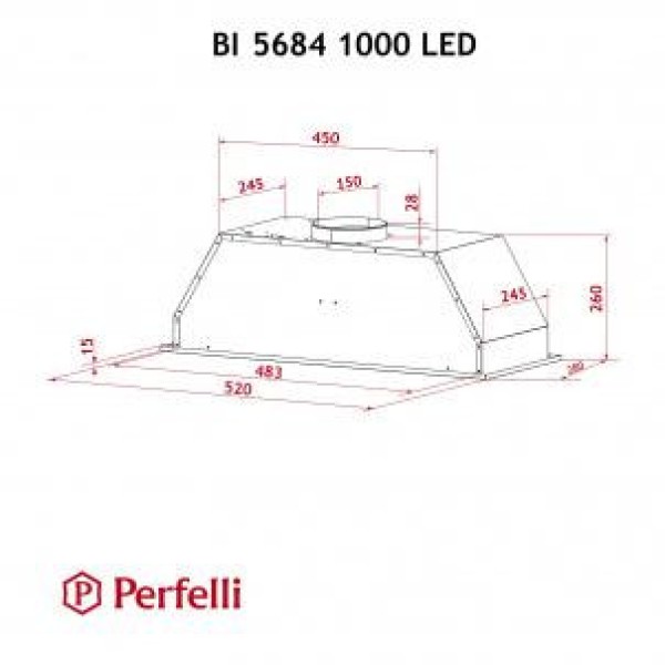 Витяжка вбудована Perfelli BI 5684 BL 1000 LED