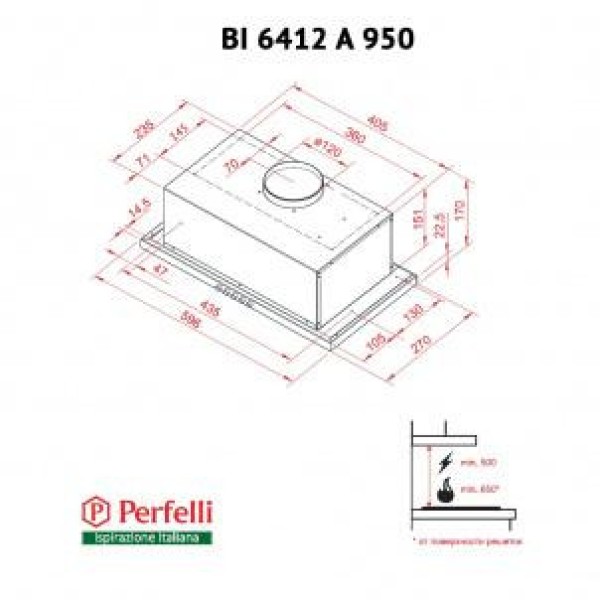 Витяжка вбудована Perfelli BI 6412 A 950 I LED