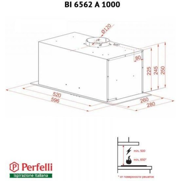 Витяжка вбудована Perfelli BI 6562 A 1000 GF LED GLASS
