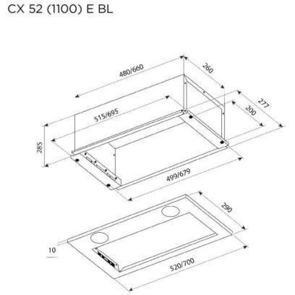 Витяжка вбудована Pyramida CX 52 (1100) E BL