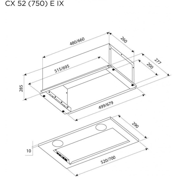 Витяжка вбудована Pyramida CX 52 (750) E IX