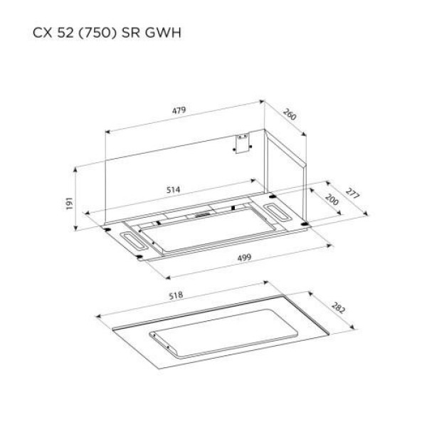 Витяжка вбудована Pyramida CX 52 (750) SR GBL