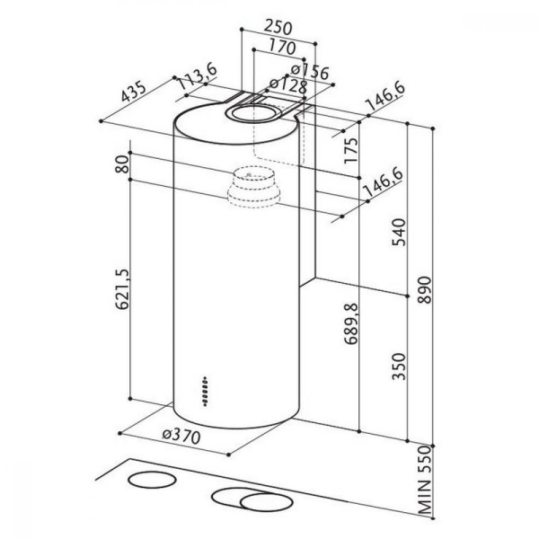 Витяжка декоративна Faber Cylindra 2 Ev8 2El Xh890 (110.0332.307)